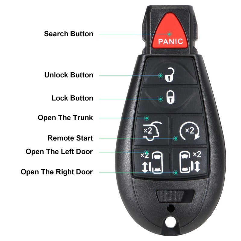 VOFONO Keyless Remote Smart Key Fob Replacement Fit for Chrysler Town and Country 2008-2016, Dodge Grand Caravan 2008-2020, M3N5WY783X, IYZ-C01C Part # 267F-5WY783X 2701A-C01C - Image 2